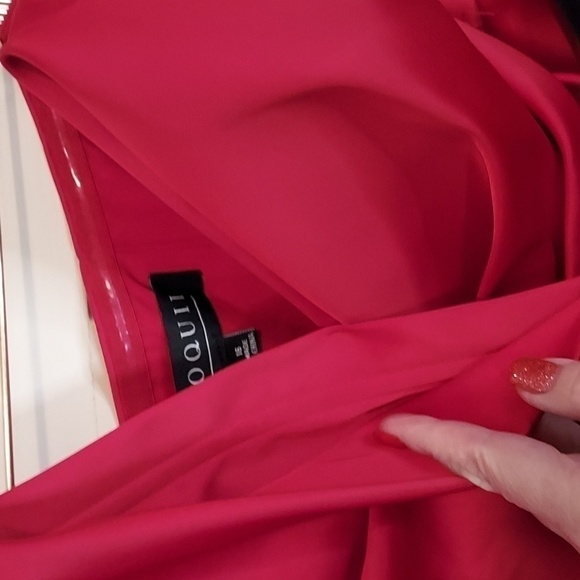 Eloquii Draped Bodice Peplum Dress in Red - Picture 6 of 12